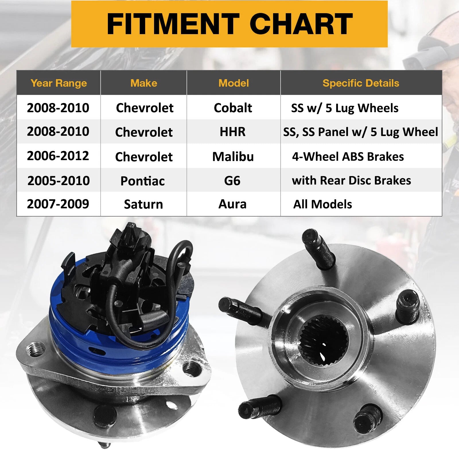 Front Wheel Hub & Bearings for Saturn Aura, Chevy Malibu, Cobalt (2008–2010) 513214