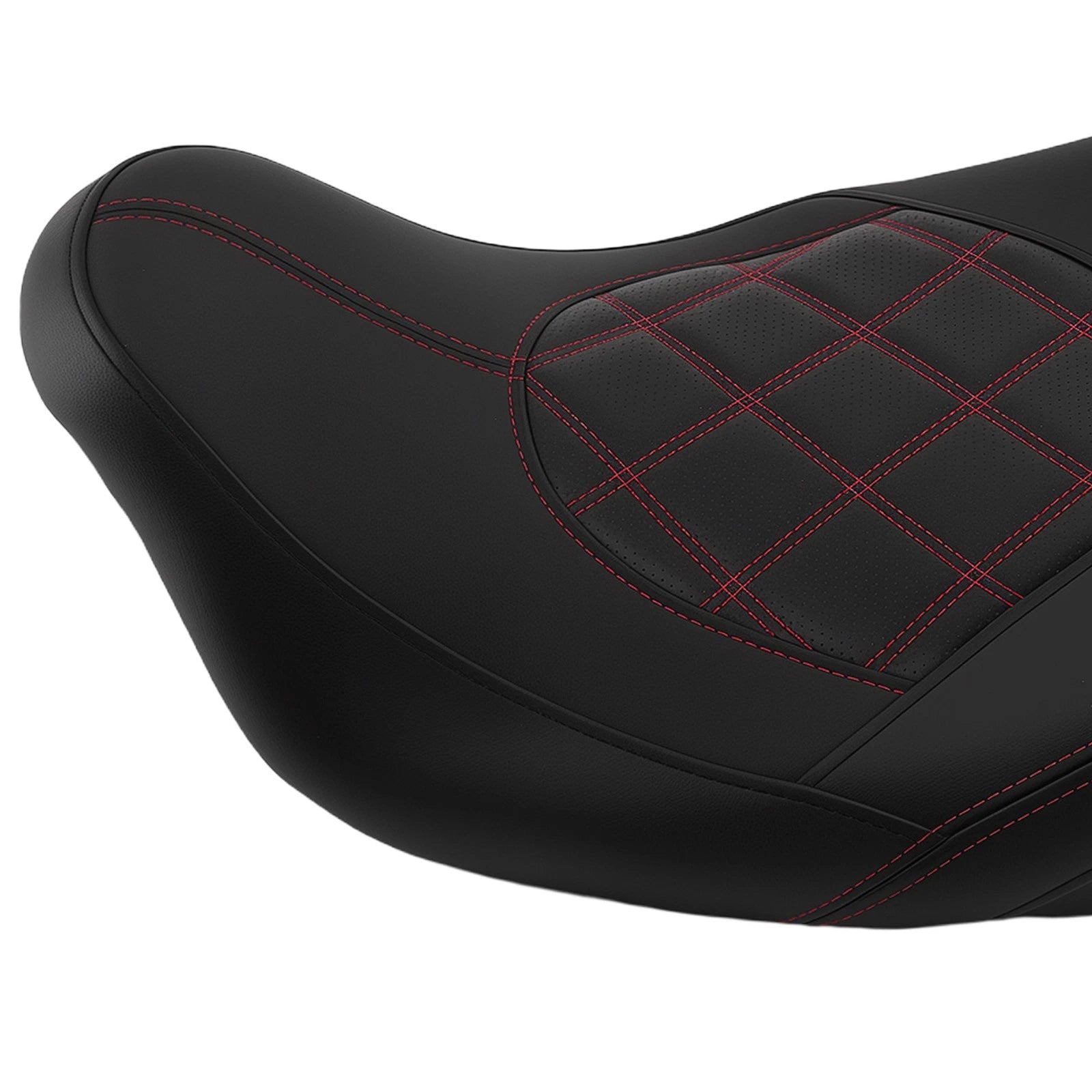 Black Seat for Harley Touring (2009–Present) Red Stitch Driver Passenger