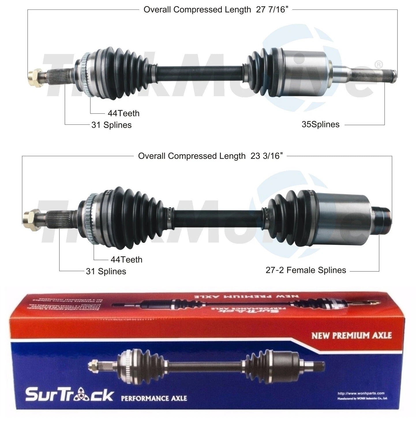 Set of 2 Front AAR CV Axle Shafts for Ford Edge 2.0L (2012–2014)
