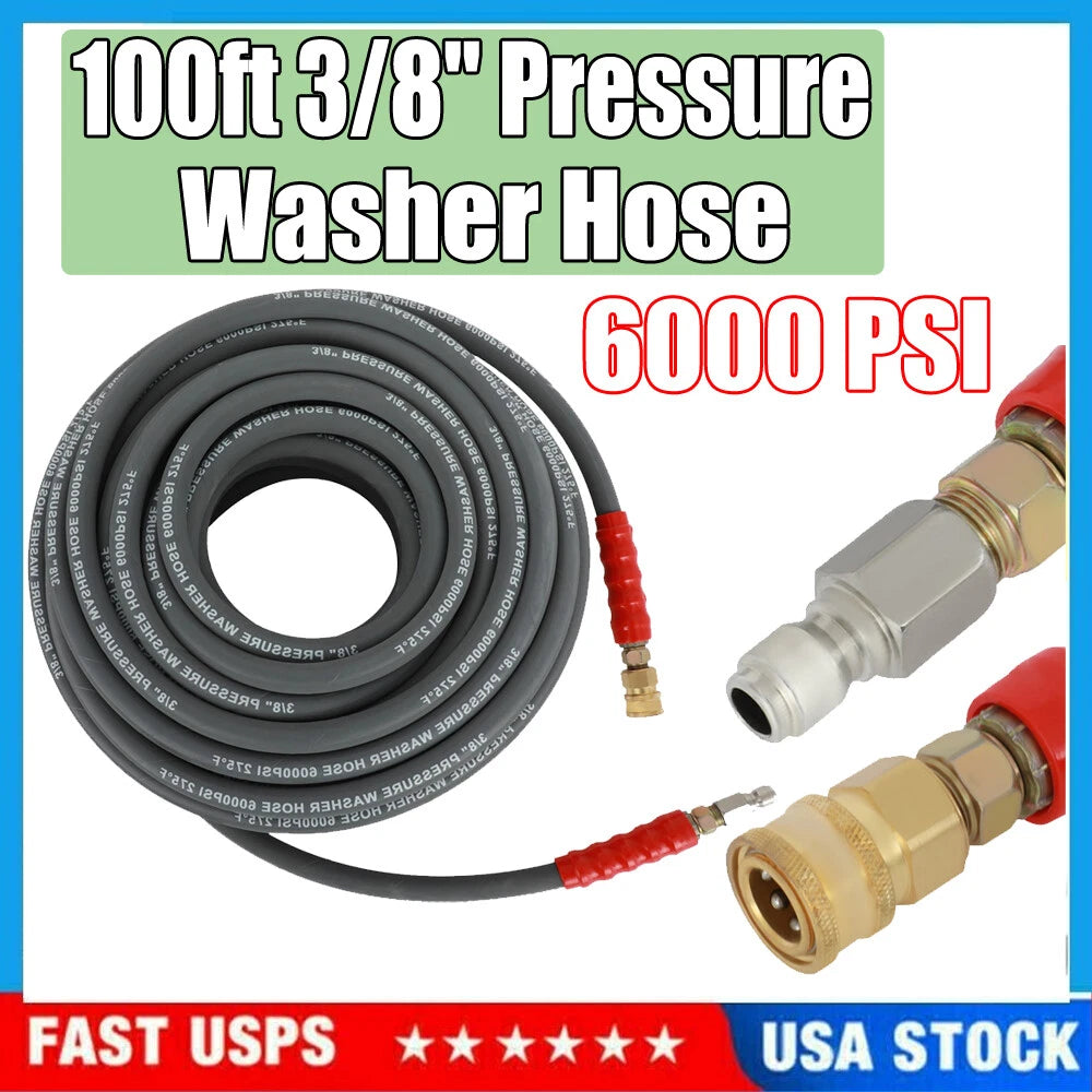 3/8" Hot Water Pressure Washer Hose 100ft 6000psi Non-Marking
