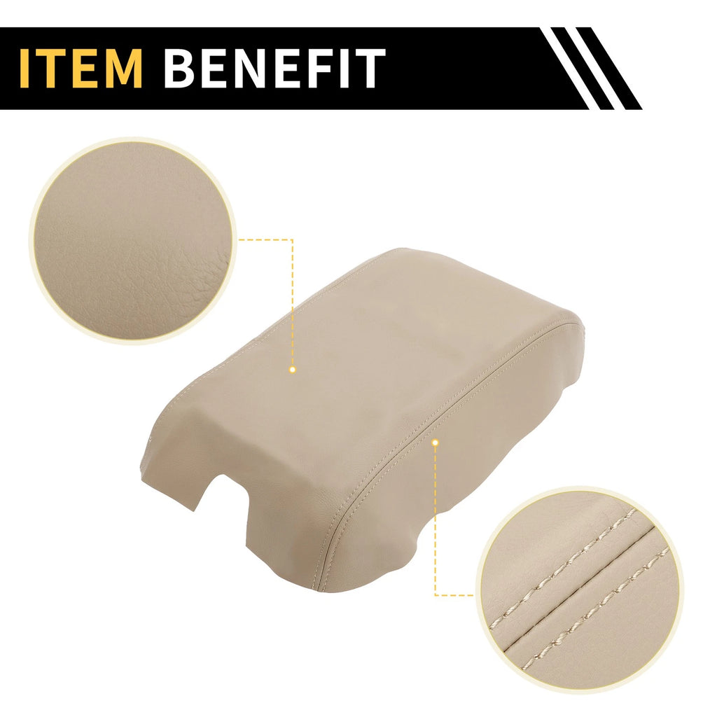Center Console Armrest Cover for Ford F-150 (2015–2023) Microfiber Leather Beige