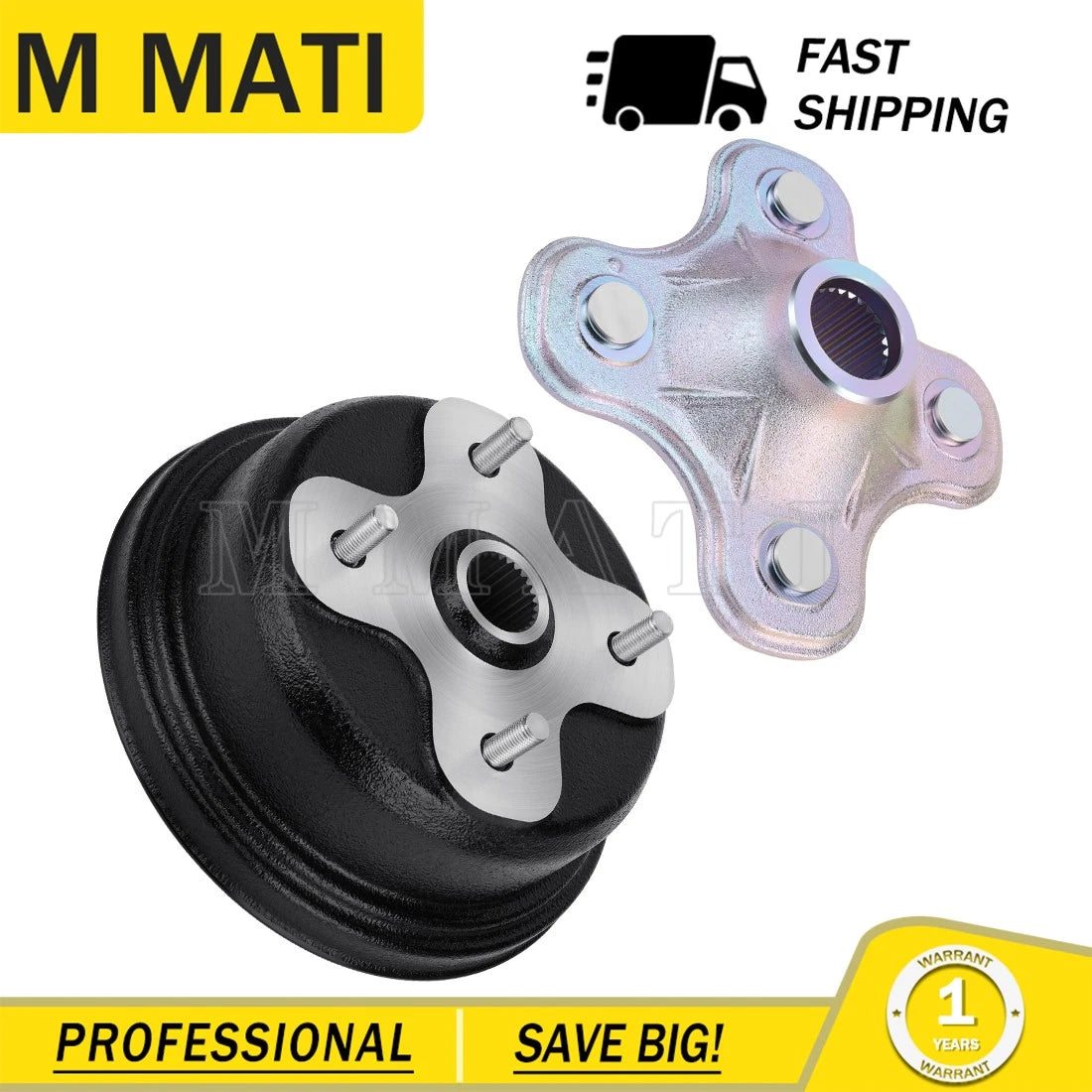 Rear Wheel Brake Drum & Hub for Yamaha Big Bear 350 YFM350 (1996–1999)