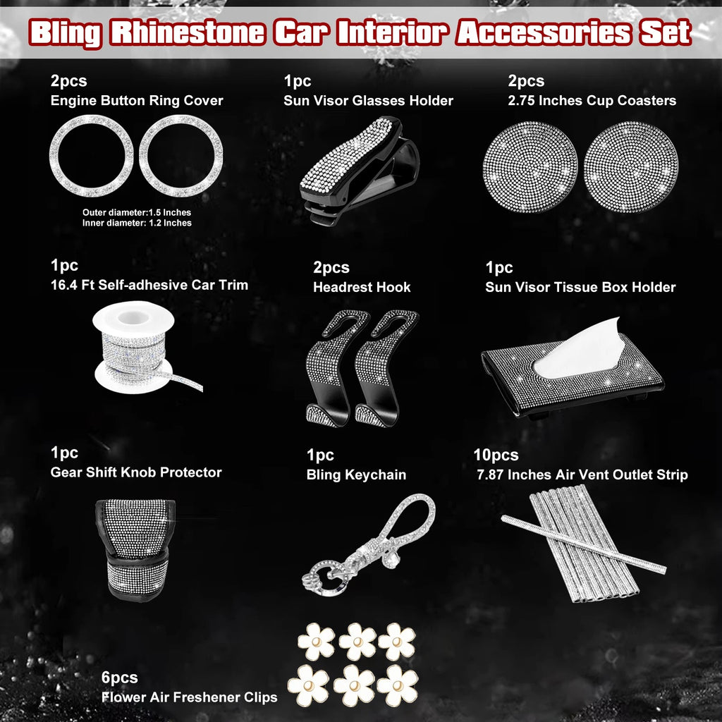Rhinestone Gear Shift Cover for Universal Fit (-)