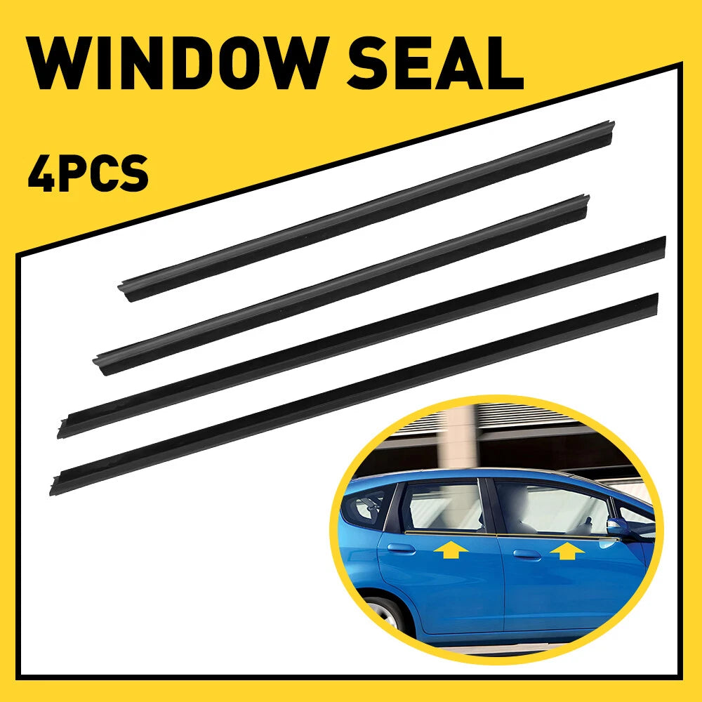 Set of 4 Door Belt Weather Strip Molding Seals for Honda Fit Jazz (2008–2013)