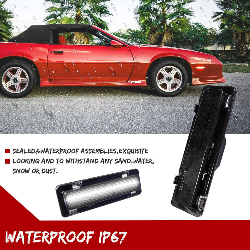 Smoked White Front Side Marker Lamps for Chevy Camaro Pontiac Firebird