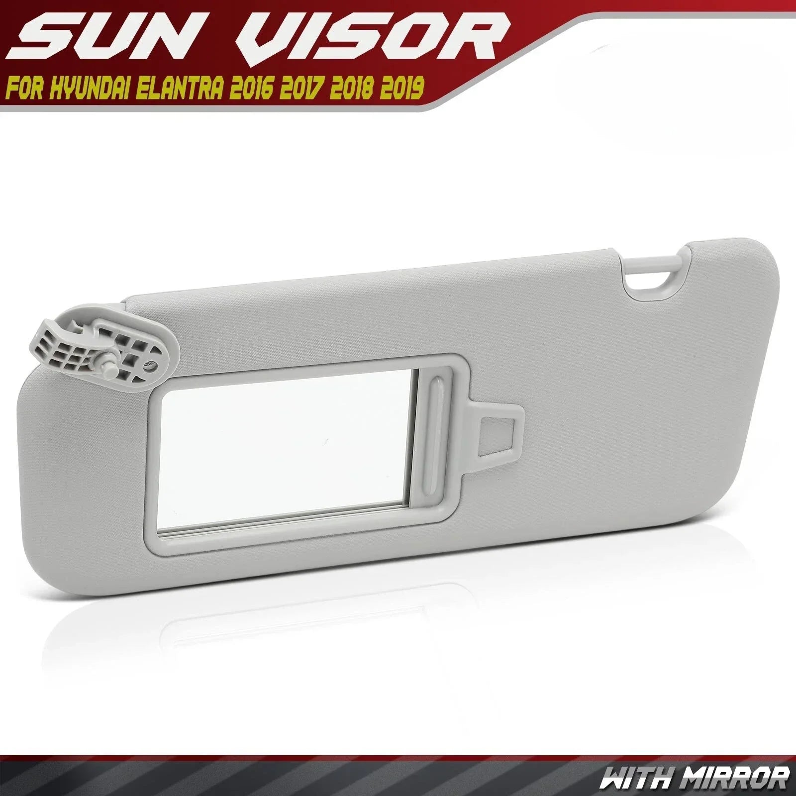 Driver Left Gray Sun Visor with Mirror for Hyundai Elantra (2016–2019)