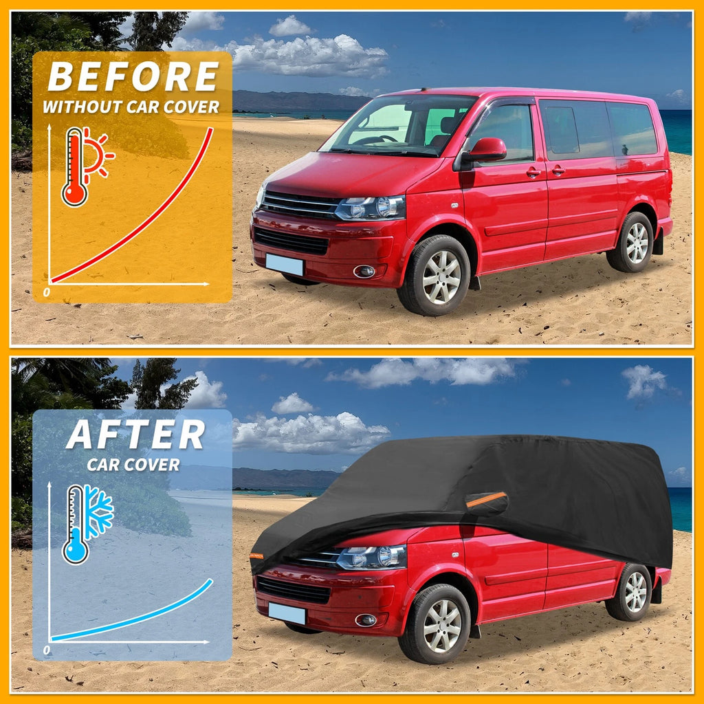 Waterproof Car Cover for Volkswagen T5 SWB (2003–2015) W/ Reflective Straps