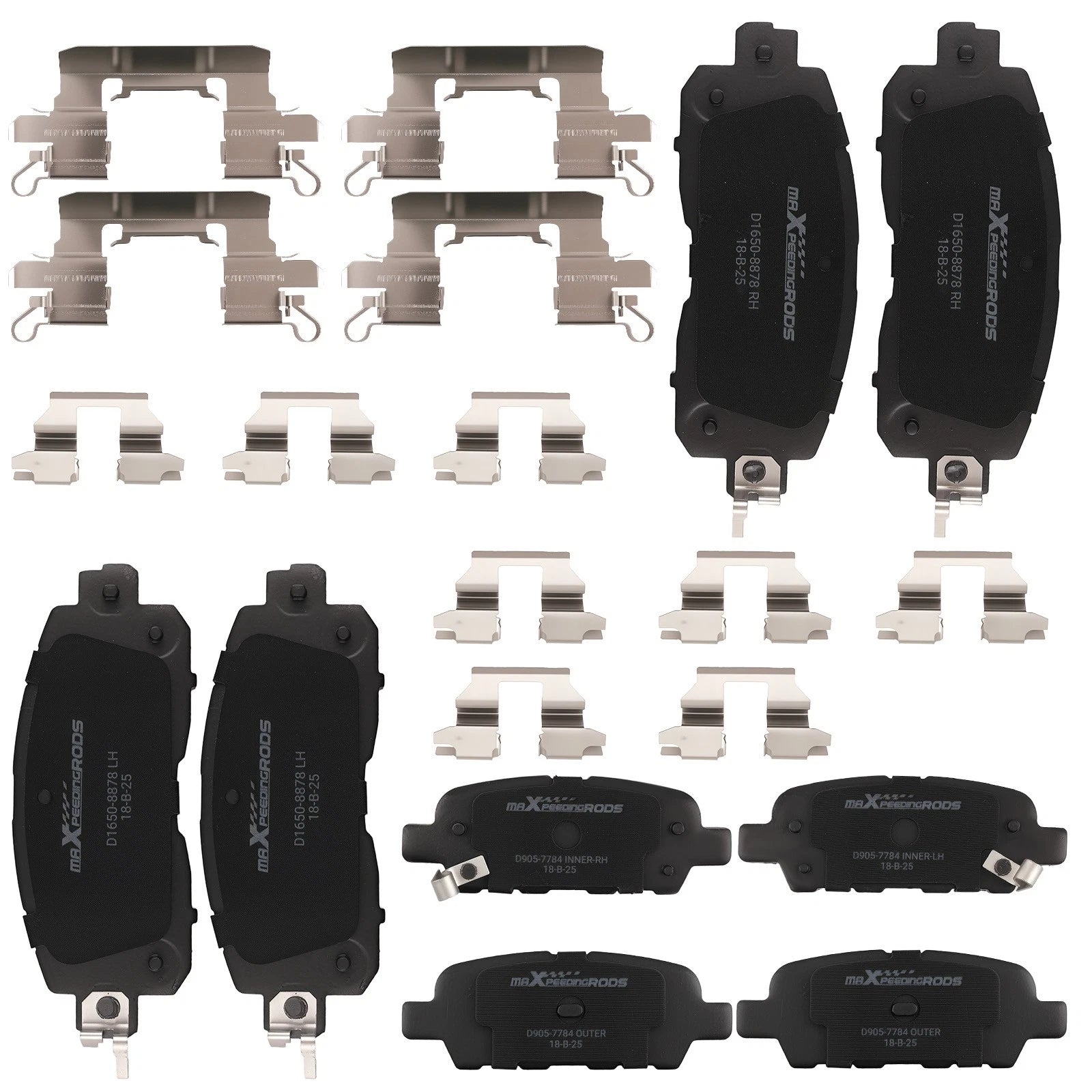Front & Rear Ceramic Brake Pads Kit for Nissan Leaf (2014–2017) P-1650 P-905 D1650