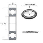 Deep Groove Ball Bearing 6809NR2RS for Scooter Skateboard (45x58x7mm)