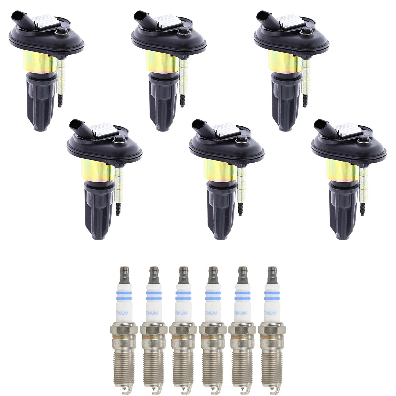Set of 6 Ignition Coils & Spark Plugs for Bravada Envoy 4.2 L6 (2002–2004)