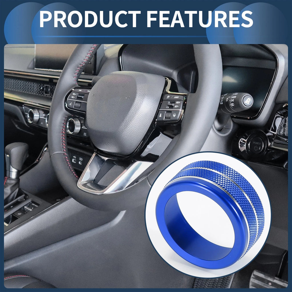 Set of 3 AC Media Volume Switch Knob Cover Rings for Honda CR-V (2023–2024) Blue