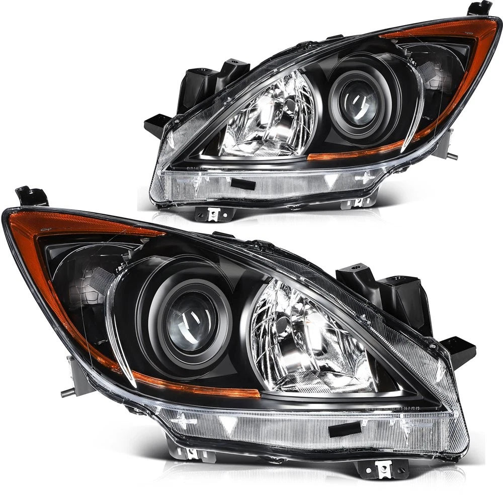 Set of 2 Black Projector Headlights for Mazda 3 Sport (2010–2013)