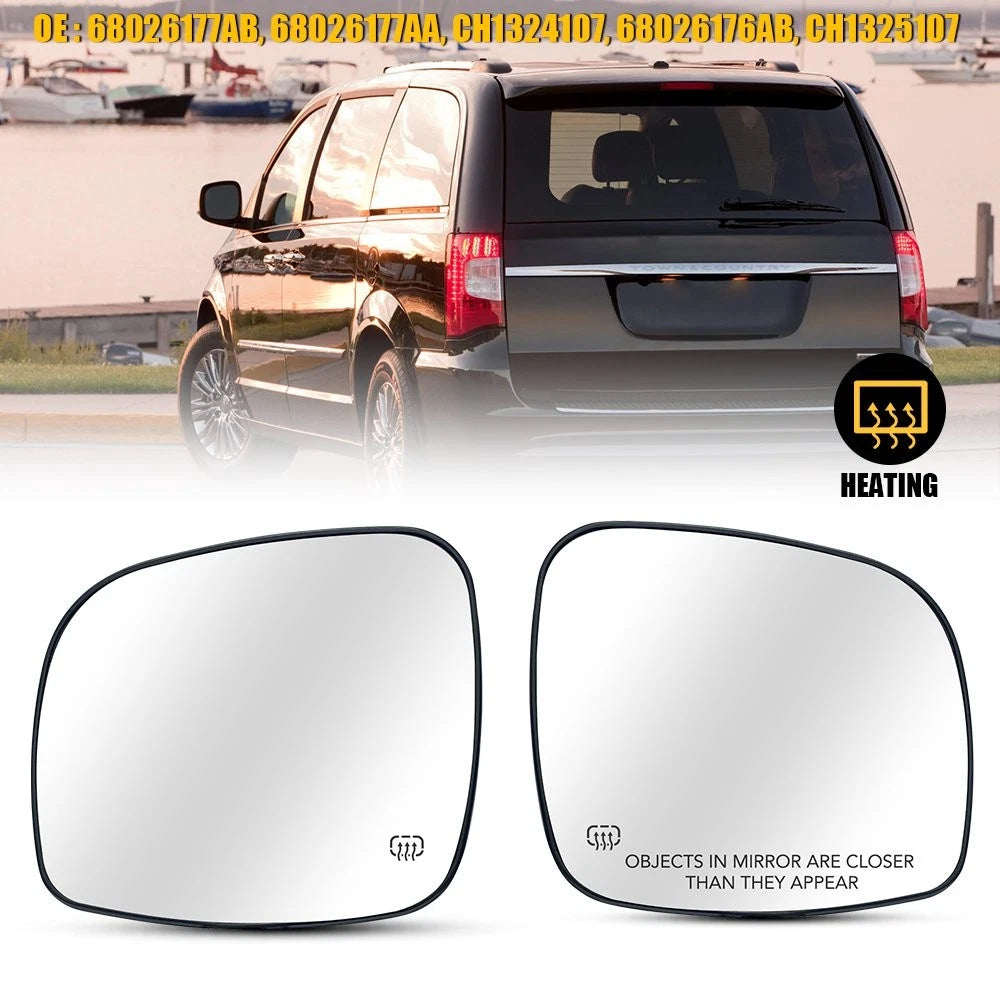 Heated Left & Right Side View Mirror Glass for Dodge Grand Caravan (2008–2016)