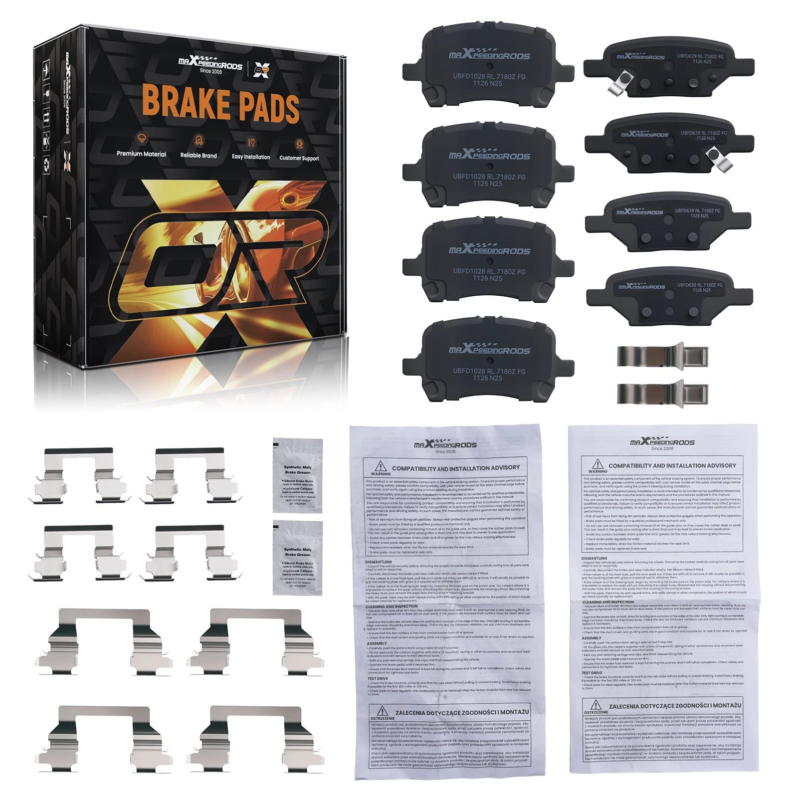 8pcs Ceramic Brake Pad Set F&R for Pontiac G5 (2008-2009) G6 (2008-2010) P-1160 P-1033