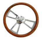 Polished 5 Hole Steering Wheel Dark Wood Wrap for Peterbilt Kenworth (18")