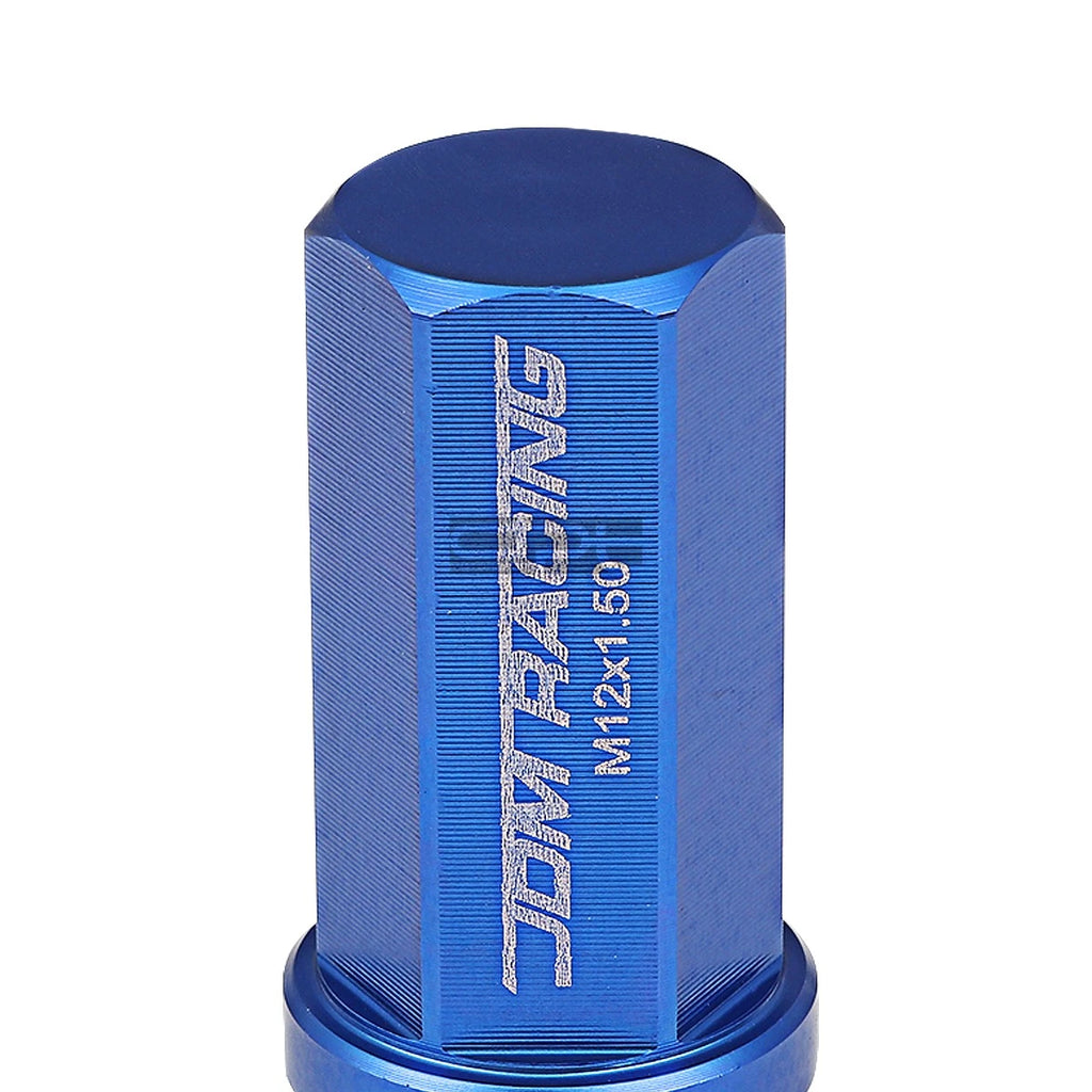 20 PCS Closed End M12x1.5 50mm Tall Blue Aluminum Lug Nuts + Adapter