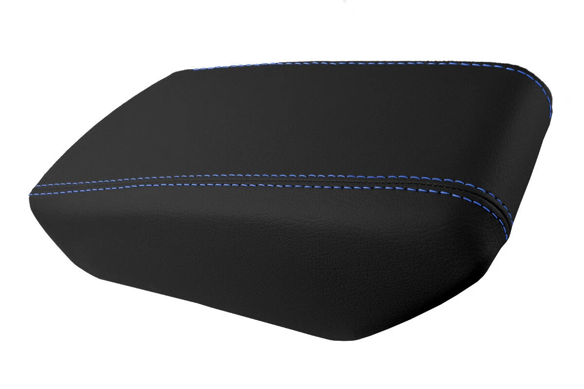Leather Console Lid Armrest Cover for Nissan Maxima (2016–2021) Blue Stitch