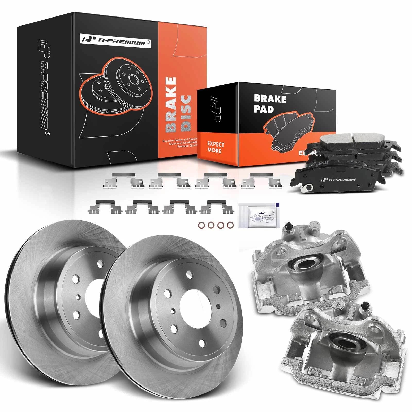 Set of 2 Rear Brake Rotors & Pads for GMC Cadillac Chevrolet