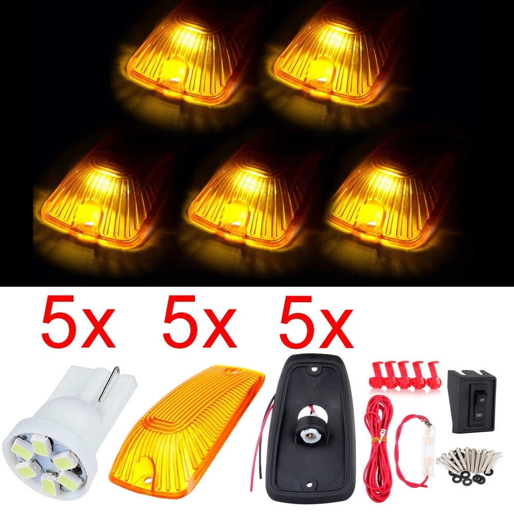 5X Amber Cab Roof Marker Lights for Chevy Truck