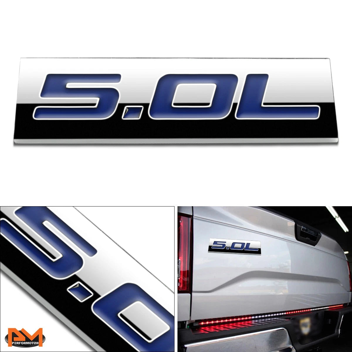 3D Polished Metal Blue Decal Emblem for Ford Mustang (2015–2023)