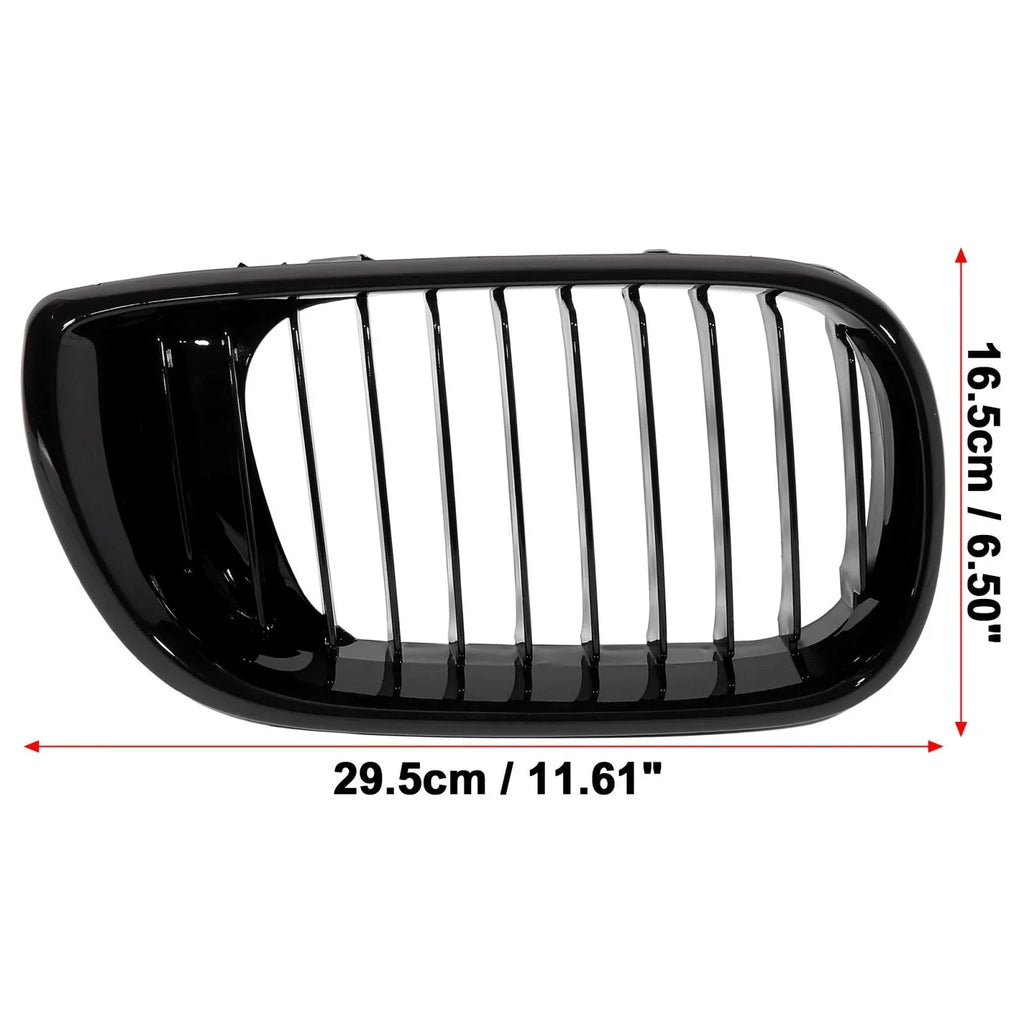 Pair Gloss Black Front Kidney Grille for BMW E46 3 Series (2002 - 2004)