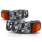 Upper Smoked Housing Headlight & Amber Side Corner Lamp for GMC Sierra/Yukon (1999–2007)