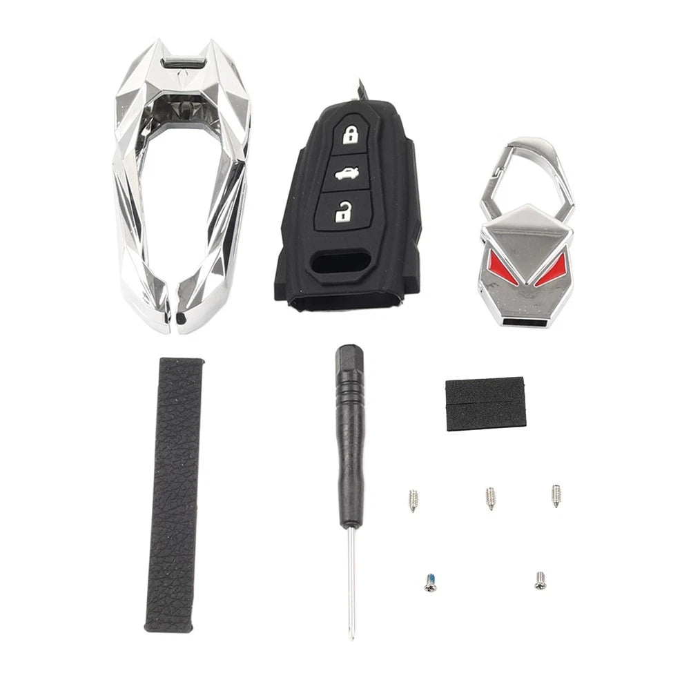 Key Fob Case Shell Cover for Audi A3 A6 A7 A8 Q7 Q8 S6 S7 S8 e-tron (Silver)