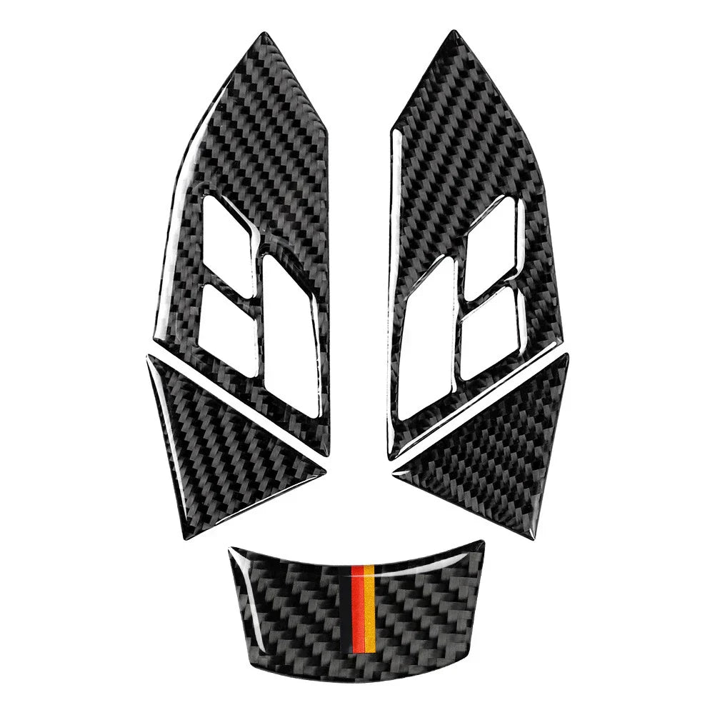 5 Pcs Carbon Fiber Steering Wheel Cover Trim for BMW 5 Series (2003-2010)