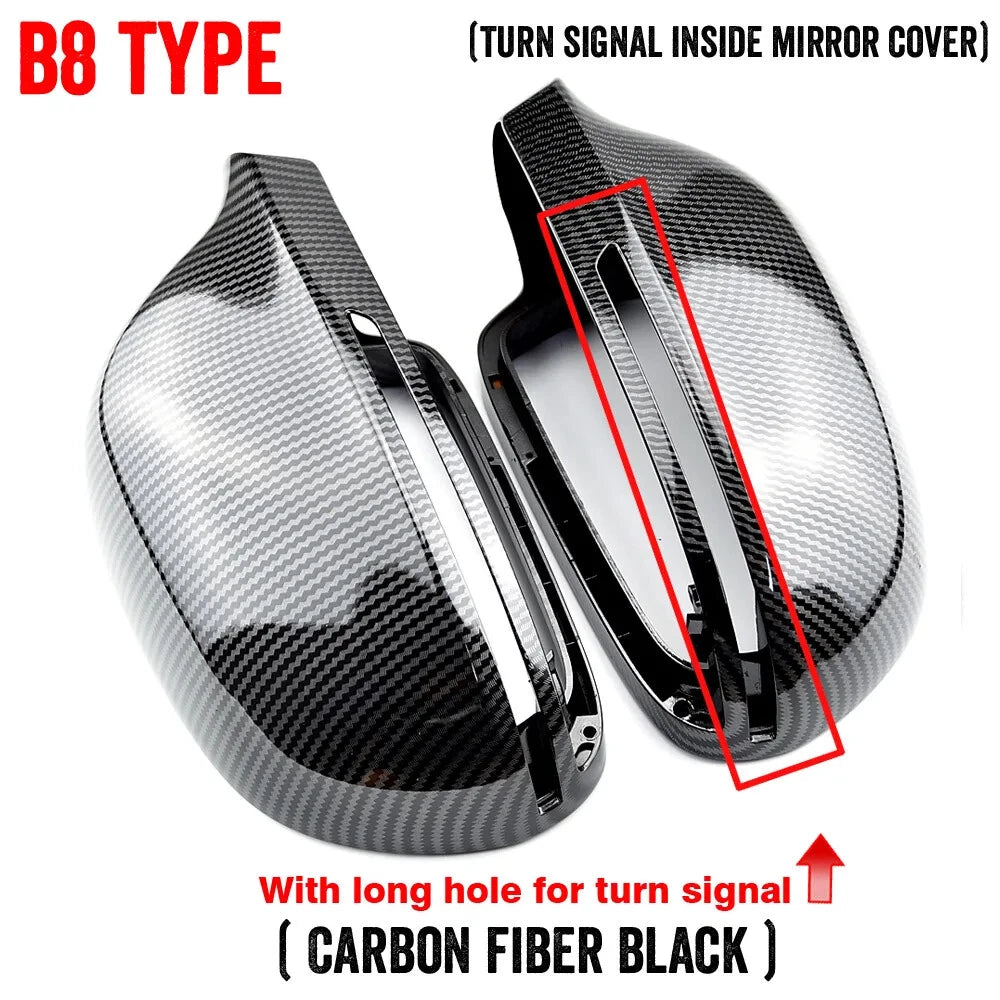 Set of 2 Carbon Look Side Mirror Cap Covers for Audi A5/S5 8T (2008–2009)