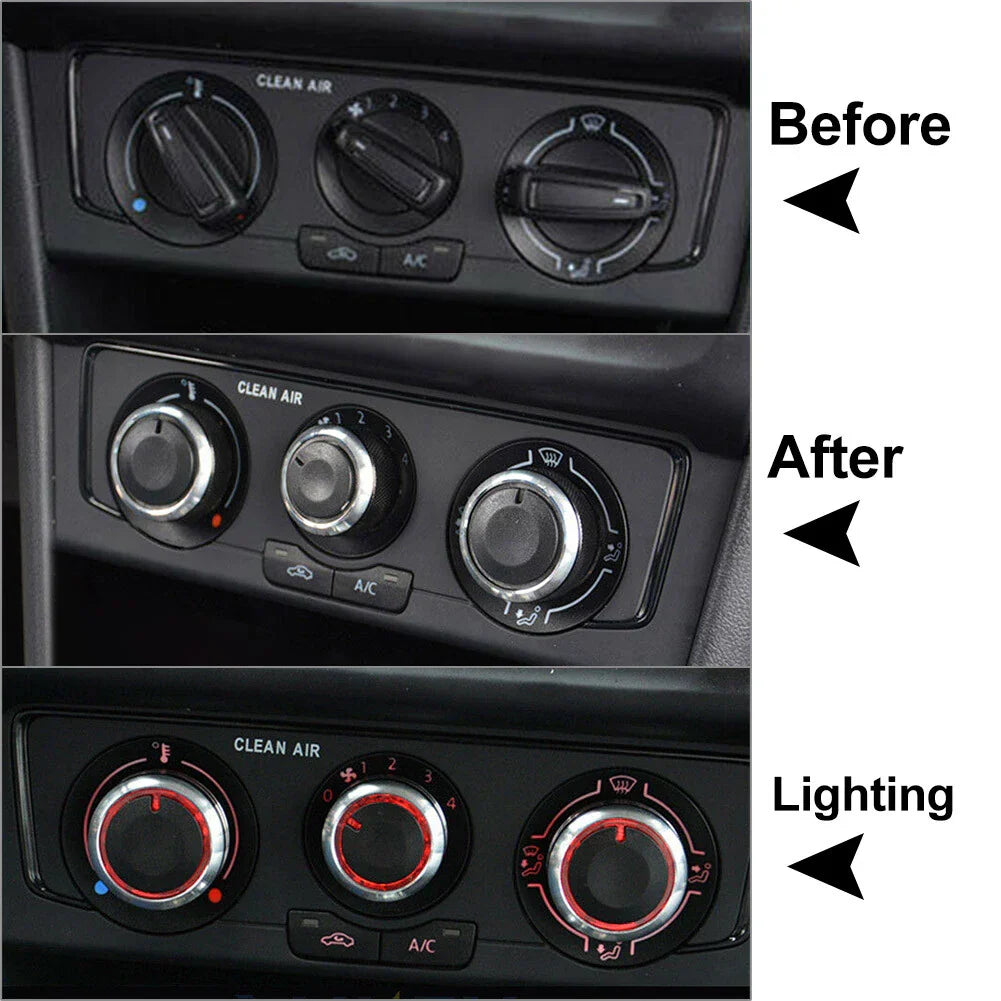 3 x ABS Air Conditioning Knob Switch Decor for VW Polo (2004-2013)