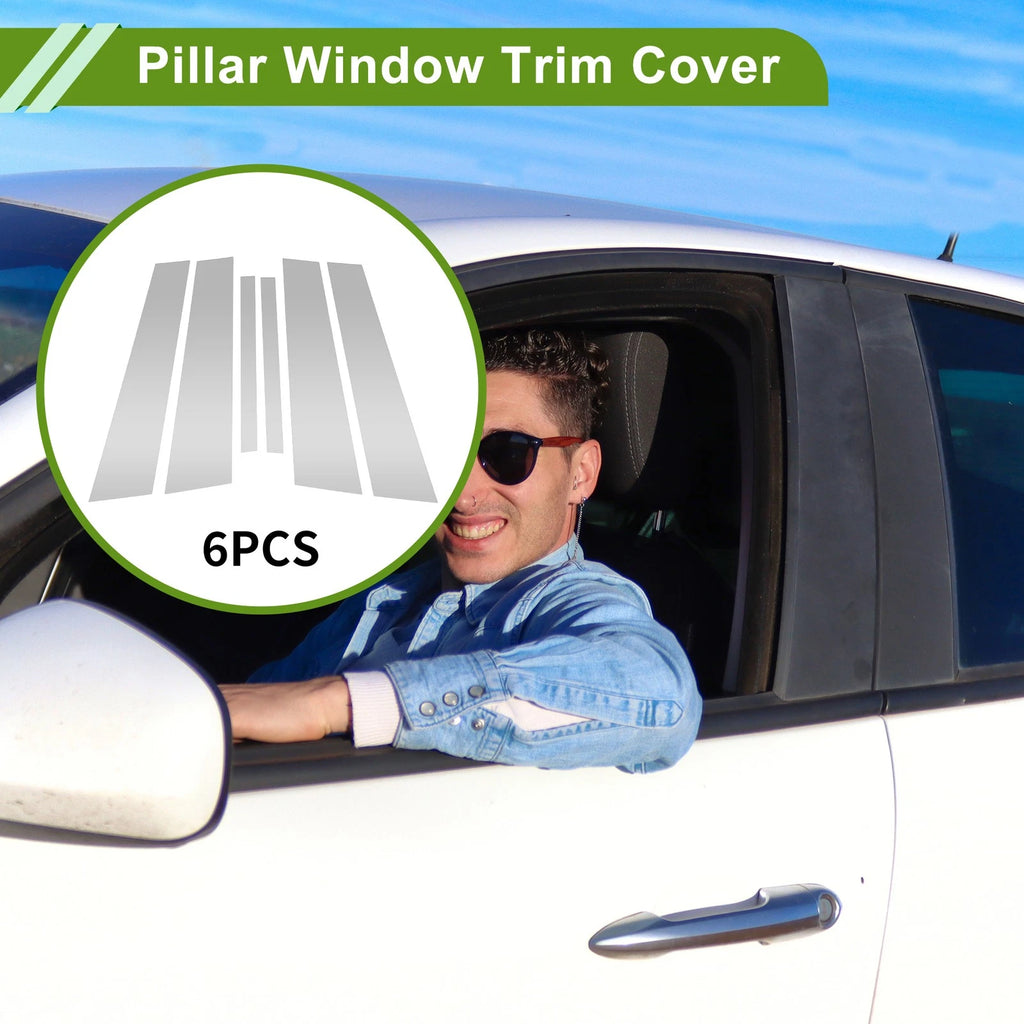 6 Pcs Door Pillar Window Trim for BMW 3-Series (2006–2011) Silver Tone