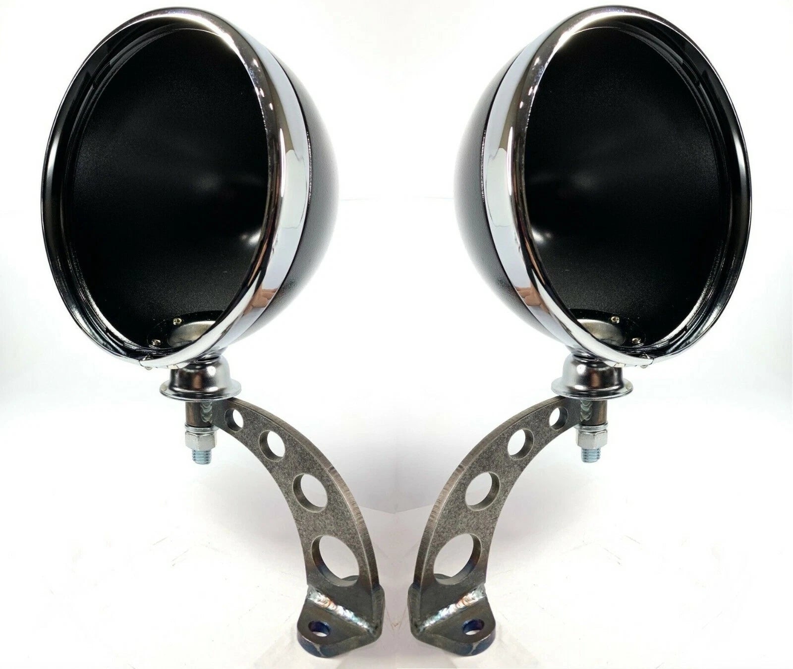 Headlight Stands with Black Dietz Buckets for Custom Steel Frame Mount (Pair)