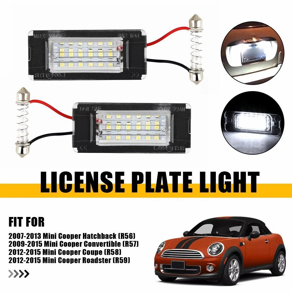 LED License Plate Tag Lights for Mini Cooper R56 R57 R58 R59 (2007–2013)