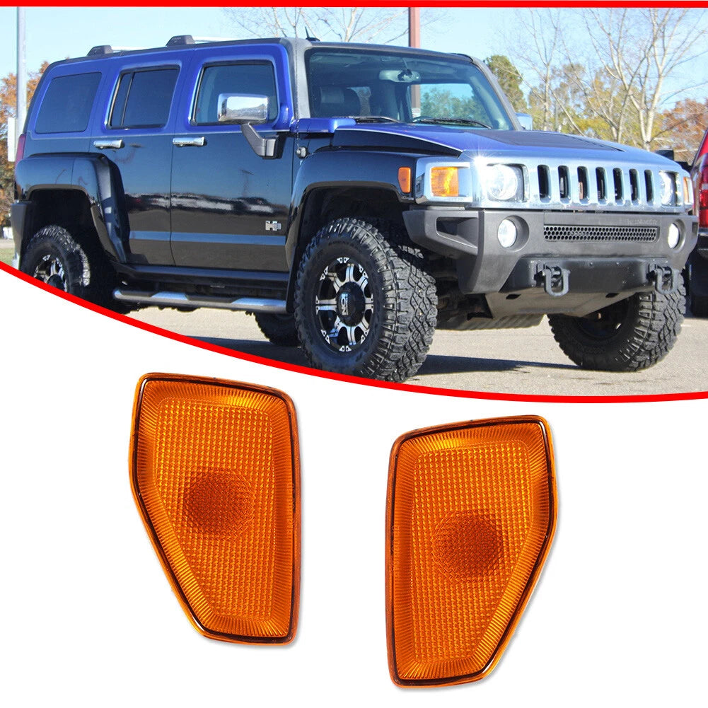 Set of 2 Amber Lens Front Fender Side Marker Lights for Hummer H3 (2005–2010)