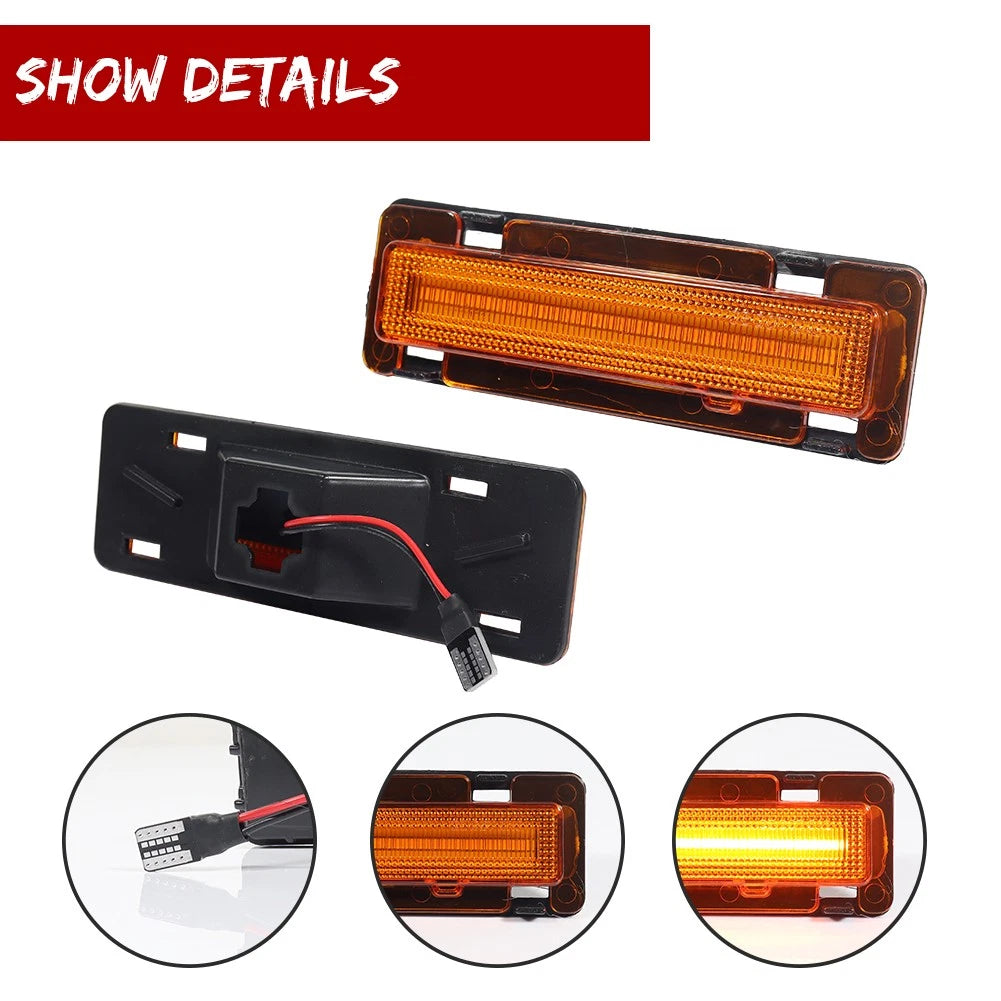 2X Amber LED Front Side Marker Lights for Chevy Camaro Pontiac Firebird (1982–1992)