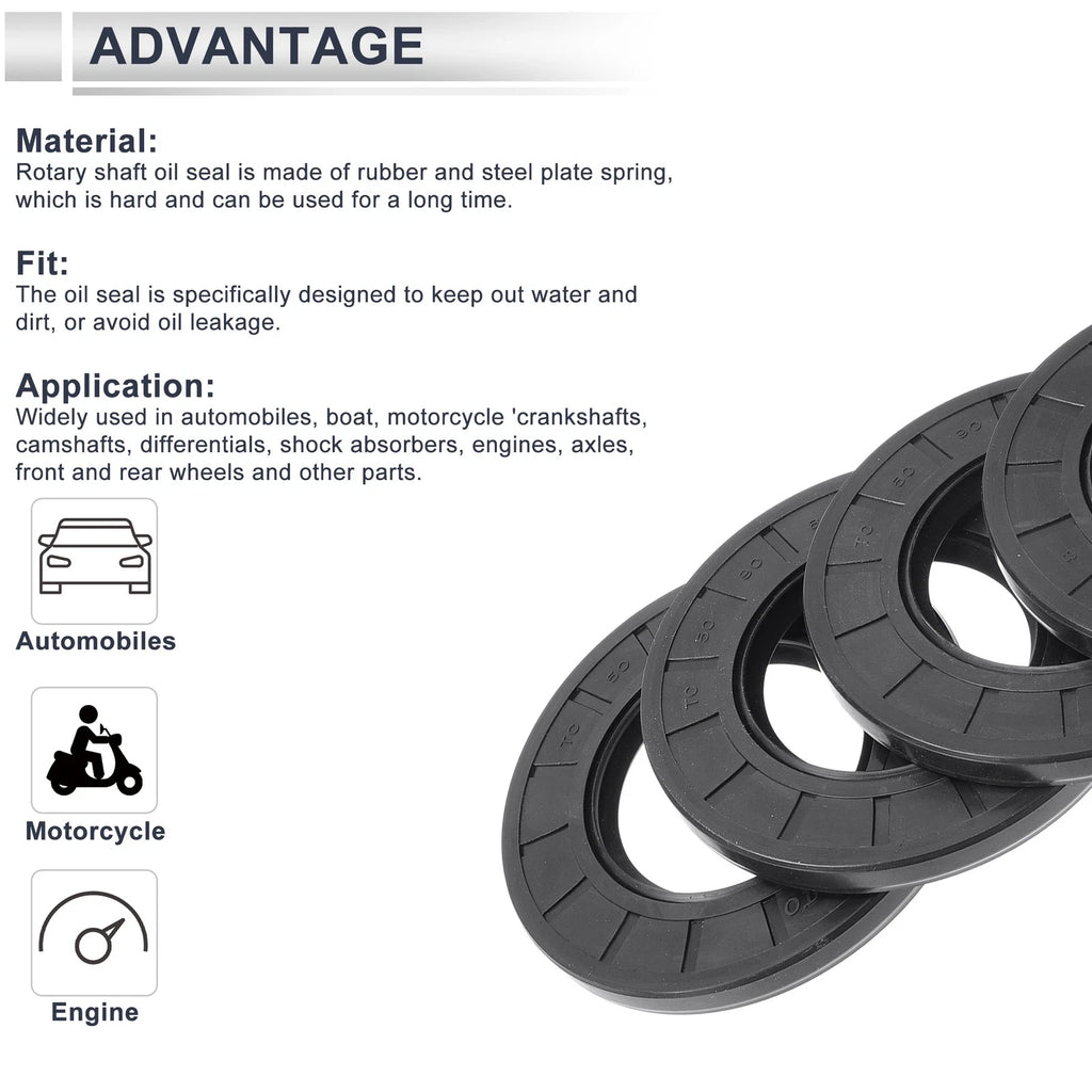 Set of 5 Oil Seal Ring for Rotary Shaft 50x90x8mm Nitrile Rubber