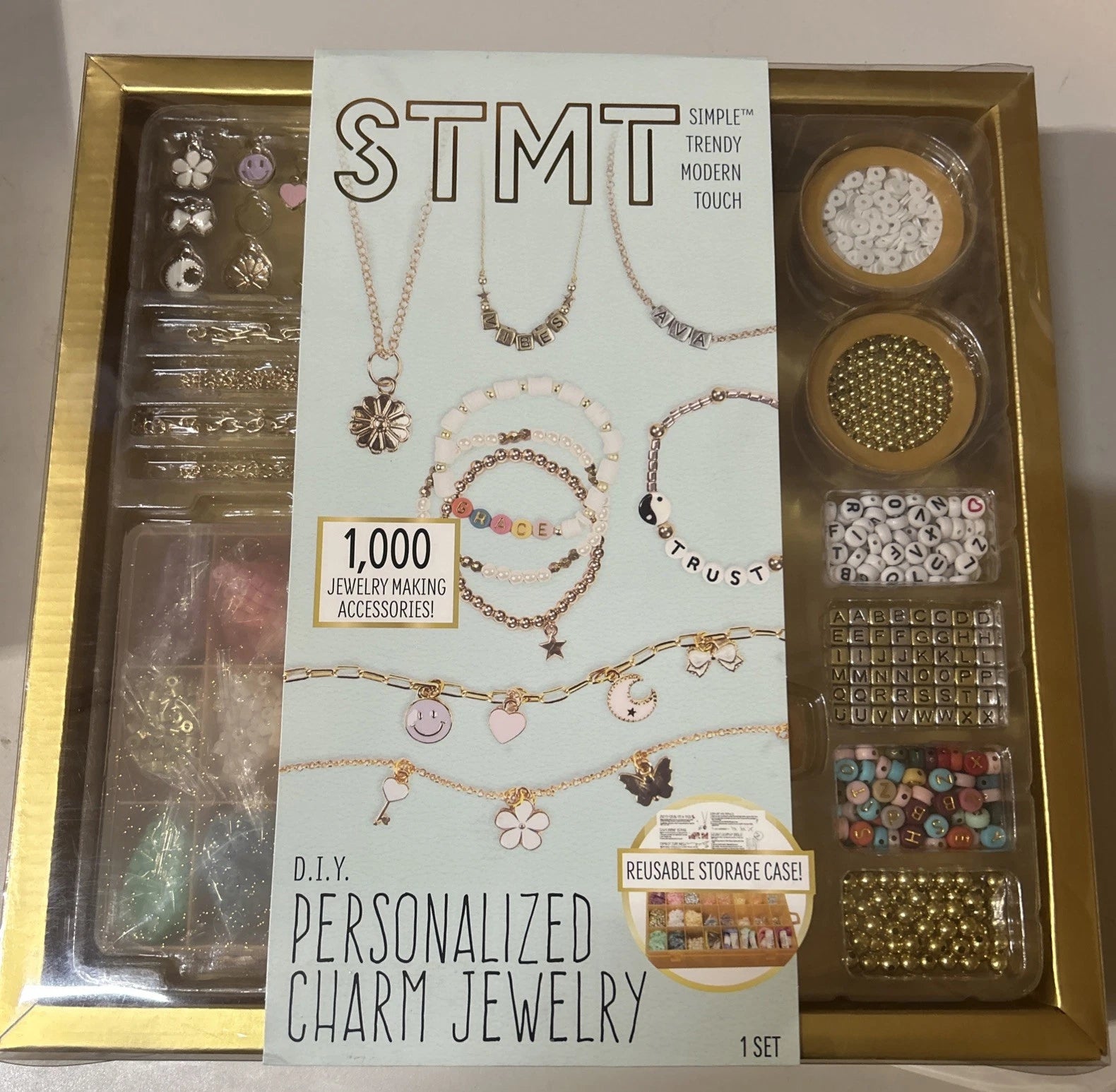 2X Personalized Charm Jewelry Craft Kit with Beads & Necklace Chain