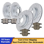 Set of 4 Slotted Brake Rotors & Ceramic Pads for Ford Focus (2012–2018)
