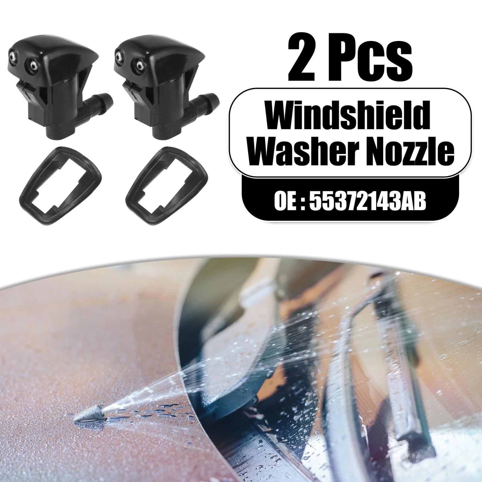 2X Front Windshield Washer Nozzle 55372143AB for Jeep Grand Cherokee (2005–2016)