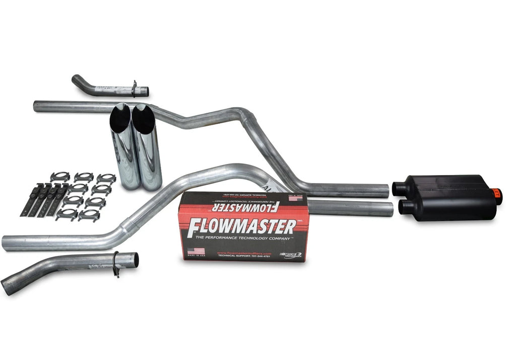 2.5" Dual Exhaust Kit for Chevy GMC 1500 (1999–2006) - Flowmaster Super 40, Slash Tip