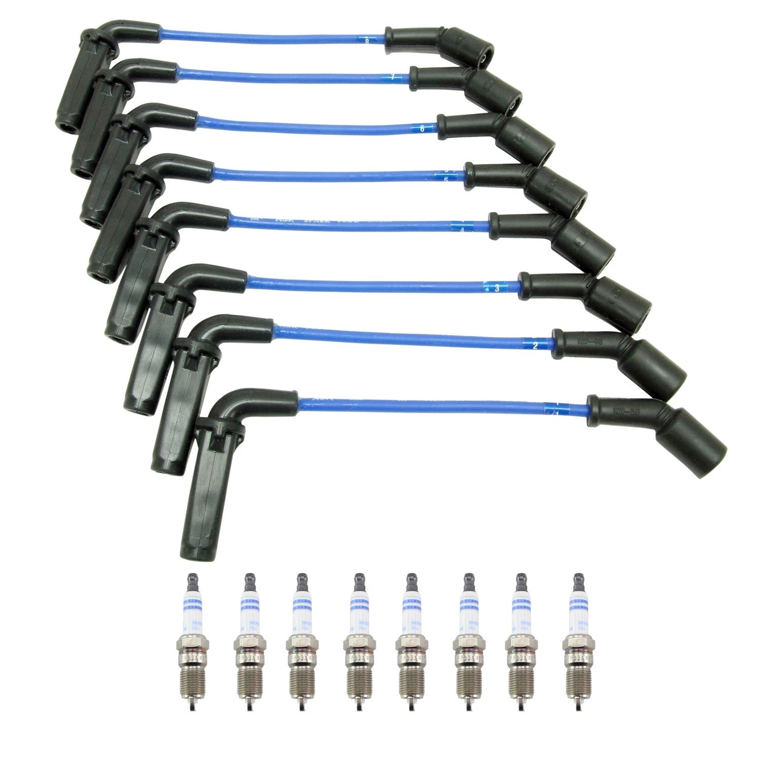 NGK Wire Set & Bosch 8 Double Platinum Spark Plugs Kit for Avalanche 2500 (2001–2006)