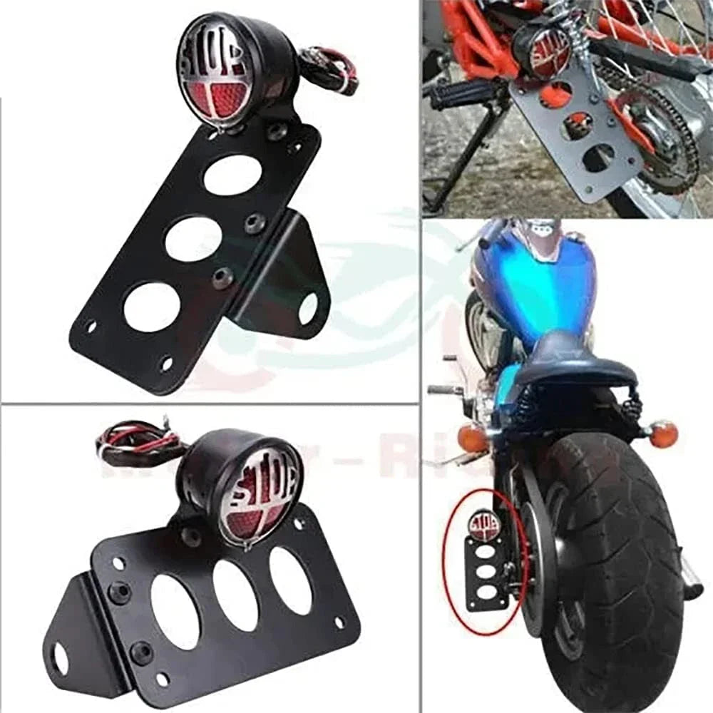 Black Universal Motorcycle Side Mount License Plate Bracket for Motorbikes