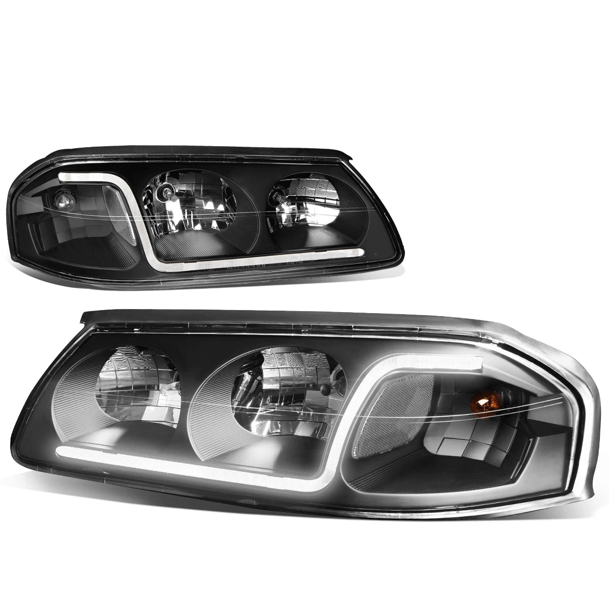 LED DRL Headlight/Lamp for Chevy Impala (2000–2005) Black Housing Clear Corner