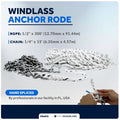 Windlass Anchor Rode 1/2"x300' Rope & 1/4"x15' G4 Chain for Marine Use