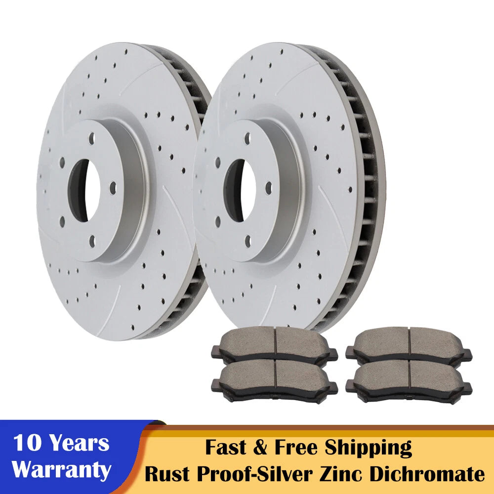 Set of 2 Front Disc Rotors & Ceramic Pads for Nissan Maxima (2009–2019)