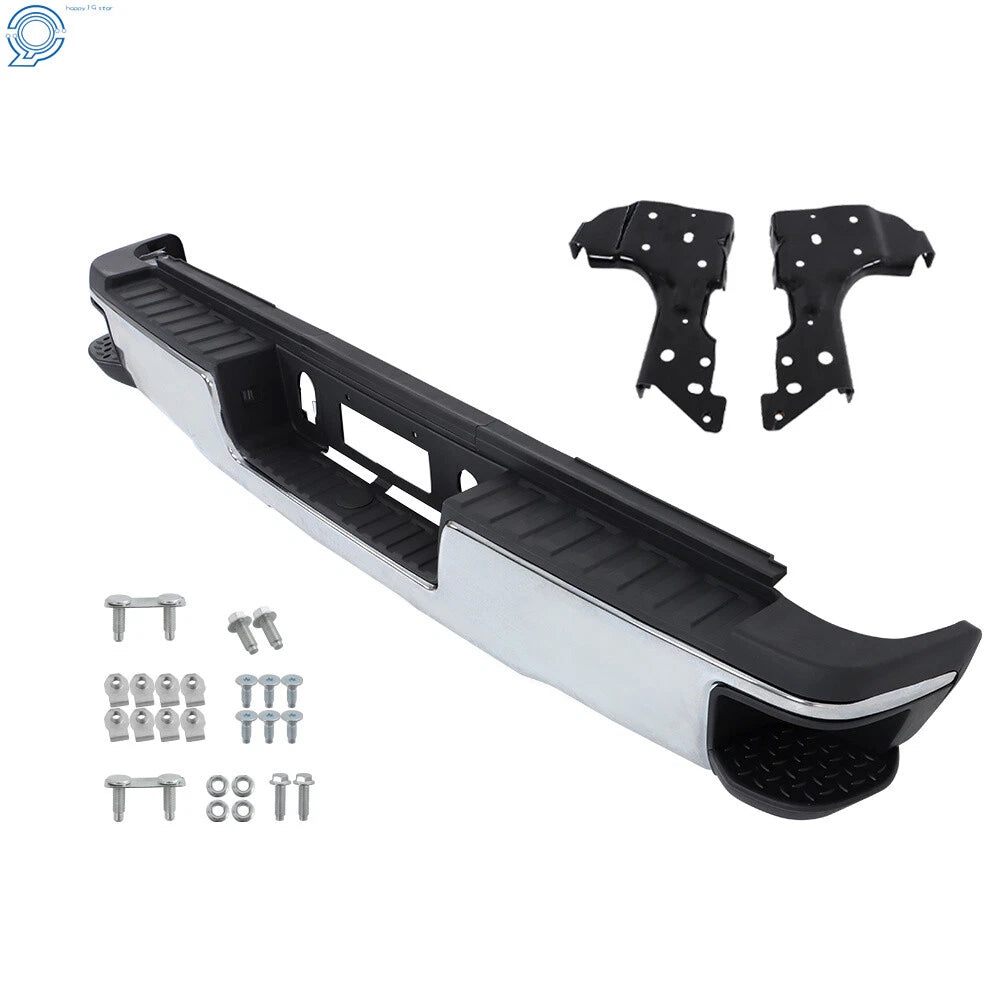 Rear Bumper Assembly for Sierra Silverado 2500HD 3500HD (2015–2019) Chrome Steel