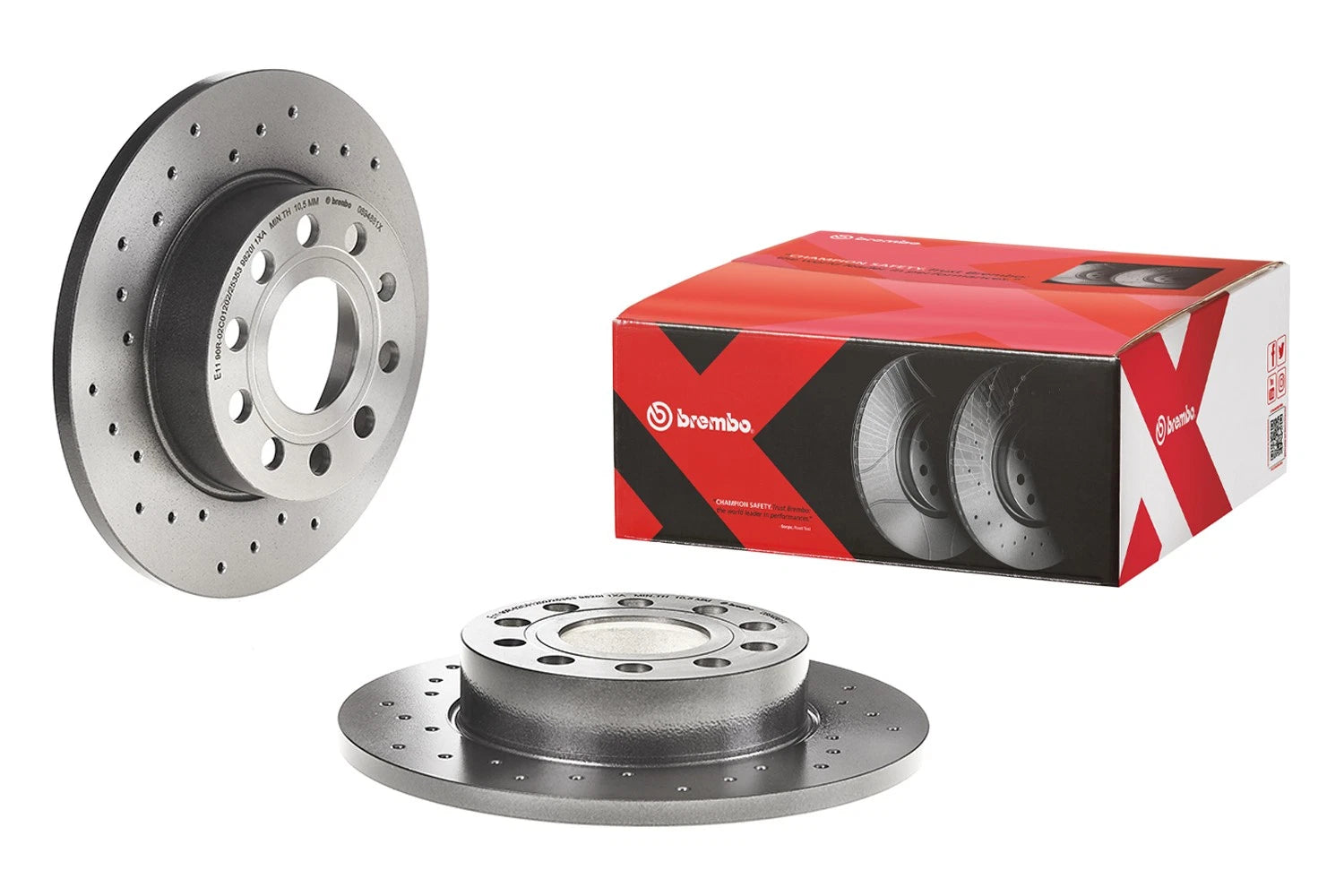 Brembo Rear Xtra Brake Disc Rotor Drilled for Audi A3 VW Golf Jetta (2006–2013)