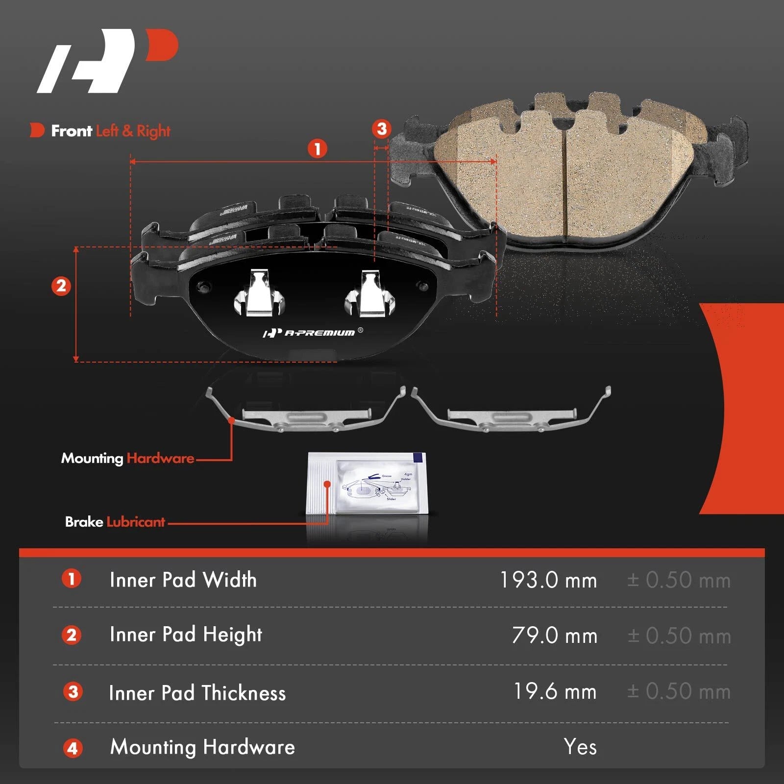 Set of 4 Front Side Ceramic Brake Pads for BMW X5 (2002–2006)