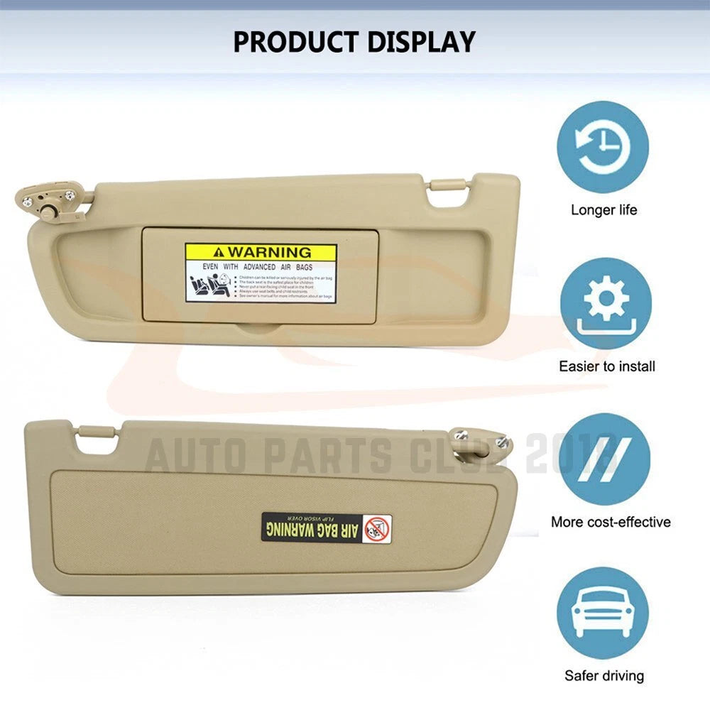 Driver Left Sun Visor for Honda Civic (2006-2008) Pearl Ivory Tan