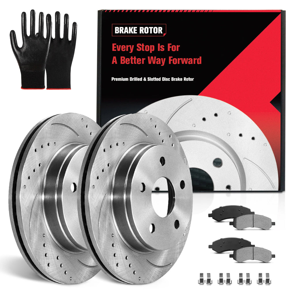 Set of 2 Front Disc Brake Rotors & Ceramic Pads for Dodge Ram 1500, Durango